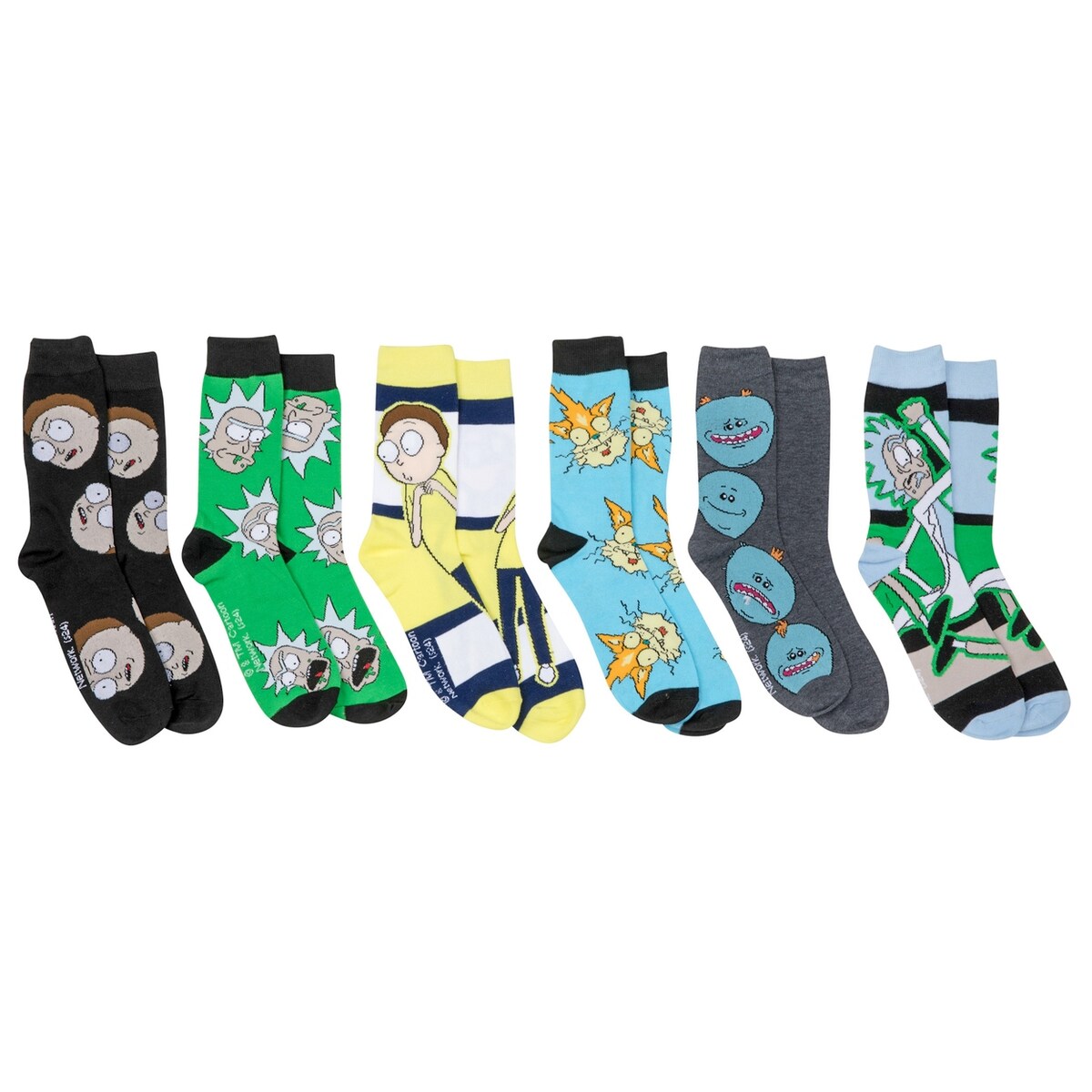 Rick And Morty Characters 6Pack Crew Socks