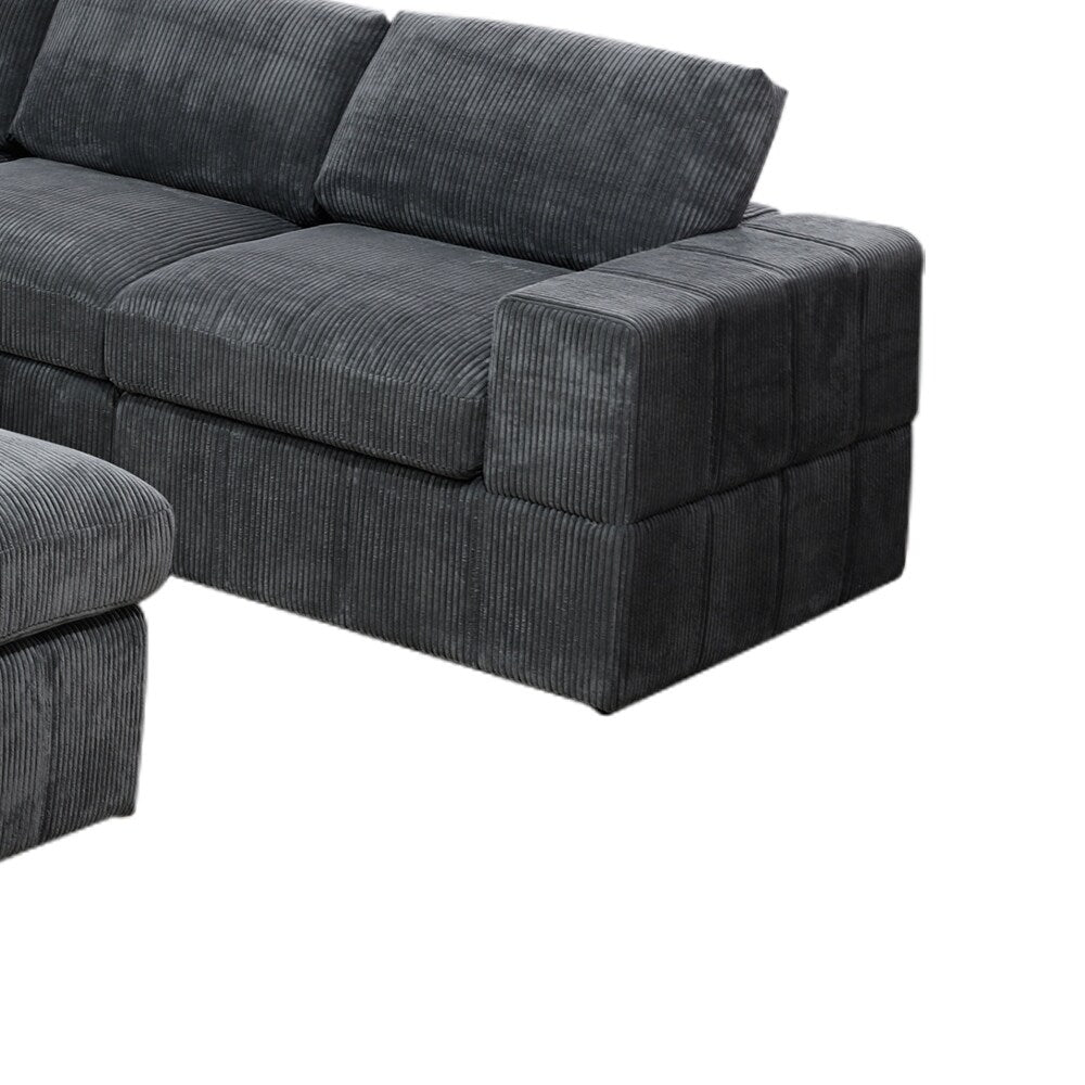 Ricky Dark Grey Corduroy 7-Piece Living Room Sofa Set
