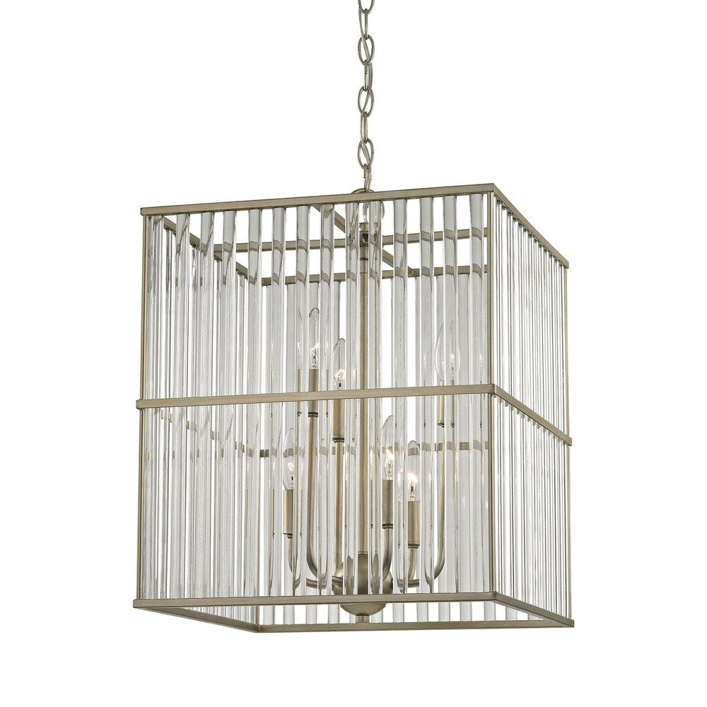Elk Home Ridley Aged Silver Glass 16 Inch Wide Chandelier - Aged Silverton