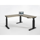 RightAngle Elegante Elec Adj. Corner Desk, 60x24", Black/Stromboli
