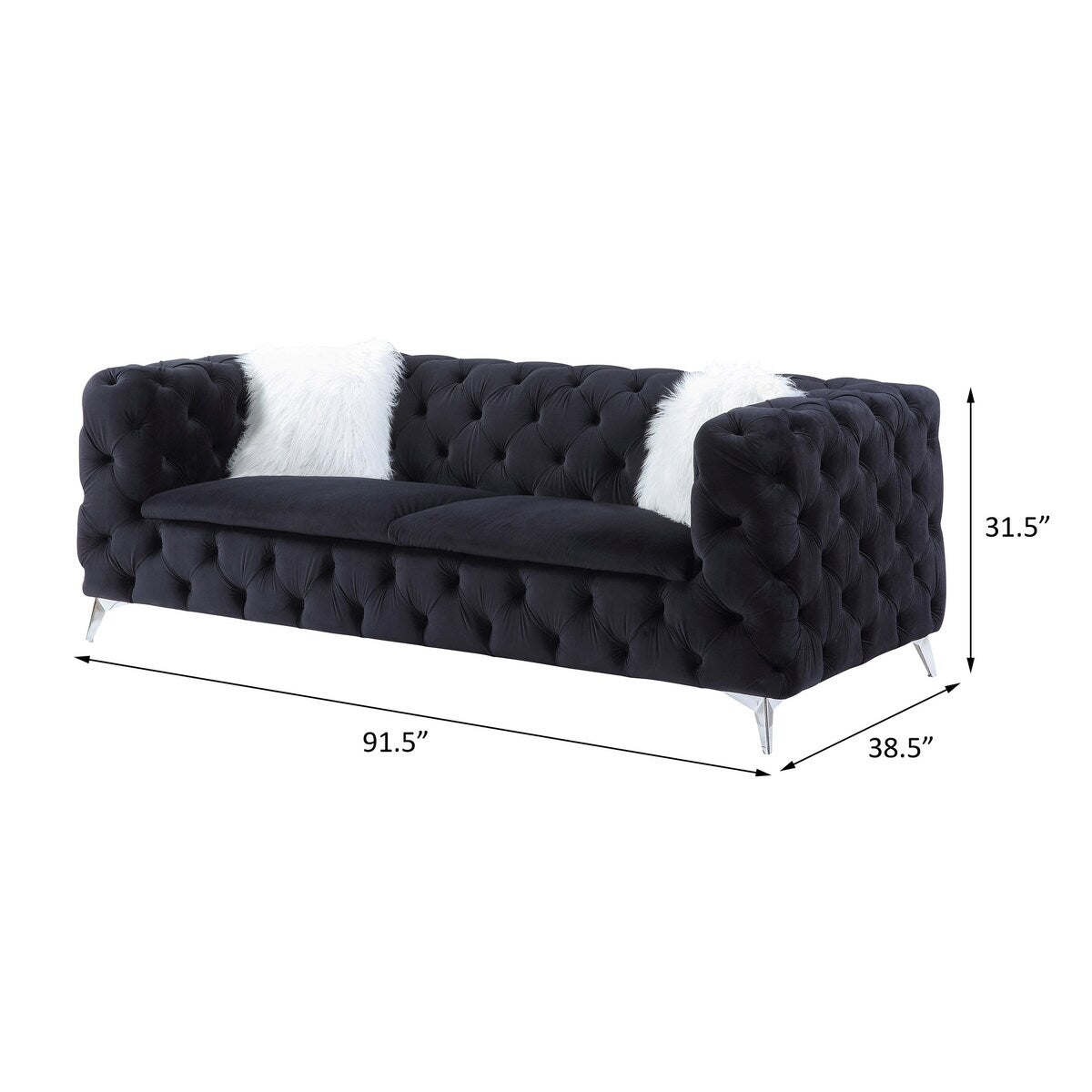 Rikard Black Button-Tufted Sofa