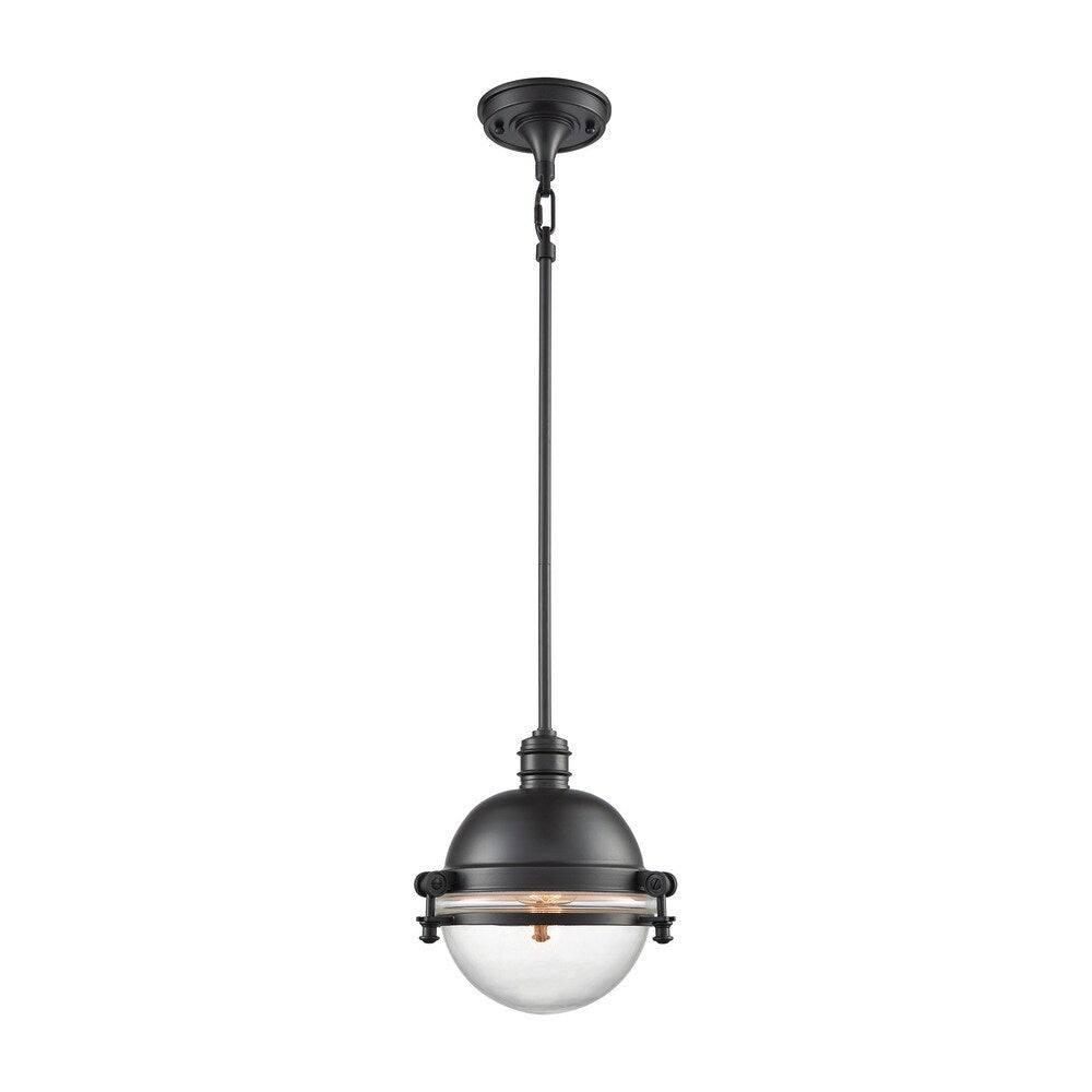 Riley Bronze Metal and Clear Glass Single-light Pendant - Grey