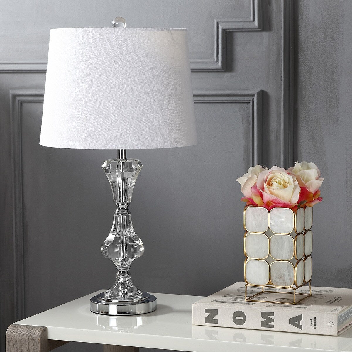 Riley 25" Crystal LED Table Lamp, Clear by JONATHAN Y
