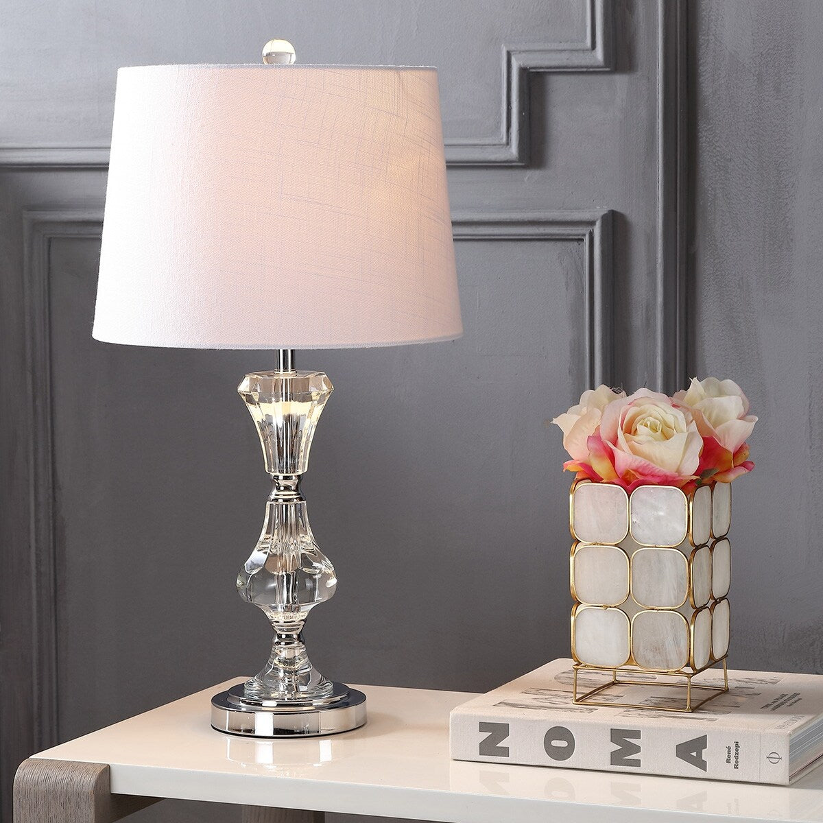 Riley 25" Crystal LED Table Lamp, Clear by JONATHAN Y