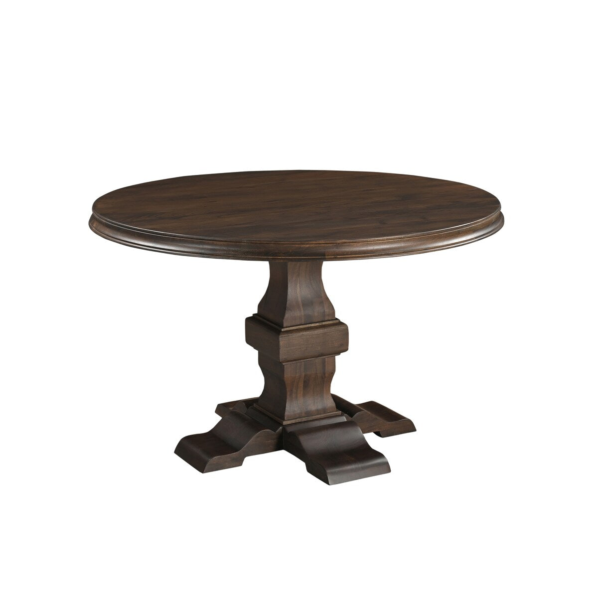 Riley 48" Round Solid Wood Pedestal Dining Table - Brown