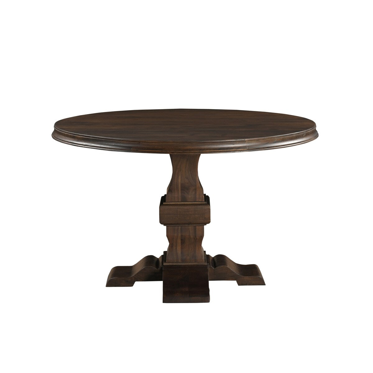 Riley 48" Round Solid Wood Pedestal Dining Table - Brown