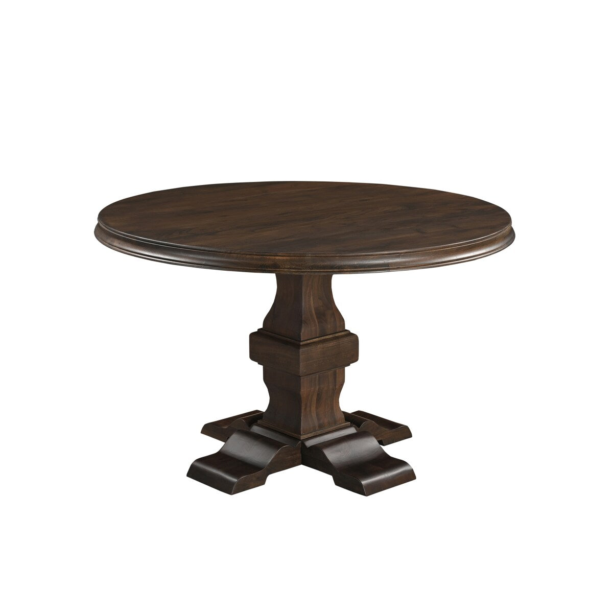Riley 48" Round Solid Wood Pedestal Dining Table - Brown