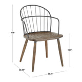 Carbon Loft Ellul Industrial Chair in Dark Walnut Wood and Black Metal - N/A