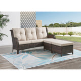 Pocassy 3-Piece Outdoor Wicker Sofa Set with Ottoman
