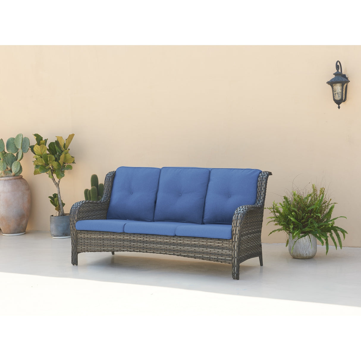 Pocassy 3-Piece Outdoor Wicker Sofa Set with Ottoman