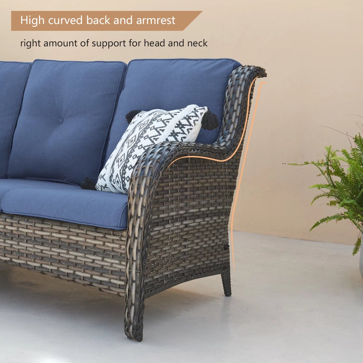 Pocassy 3-Piece Outdoor Wicker Sofa Set with Ottoman