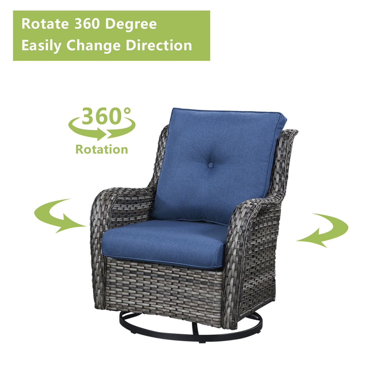 Pocassy 5-Piece Outdoor Furniture Set, Swivel chairs with Ottomans