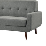Rim 79 Inch Sofa, Gray Polyester, Tufted Back, Foam Cushions, Brown Wood
