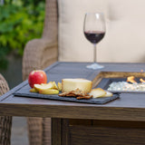 Rio Vista Sandstone Outdoor Wicker Seating Set with Fire Pit Table (5-Piece)