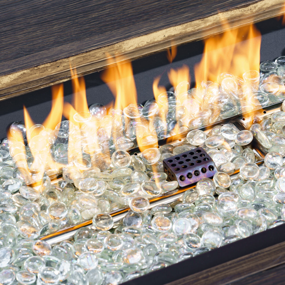 Rio Vista Sandstone Outdoor Wicker Seating Set with Fire Pit Table (5-Piece)