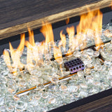 Rio Vista Sandstone Outdoor Wicker Seating Set with Fire Pit Table (5-Piece)