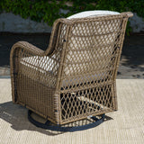 Rio Vista Sandstone Outdoor Wicker Seating Set with Fire Pit Table (5-Piece)