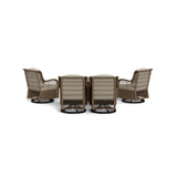 Rio Vista Sandstone Outdoor Wicker Seating Set with Fire Pit Table (5-Piece)