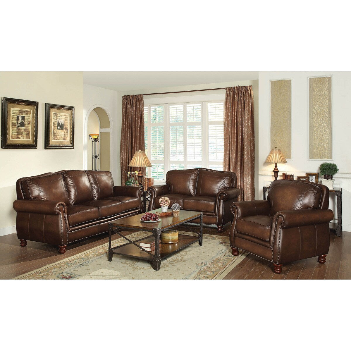 Ripley Hand Rubbed Brown 3-piece Living Room Set