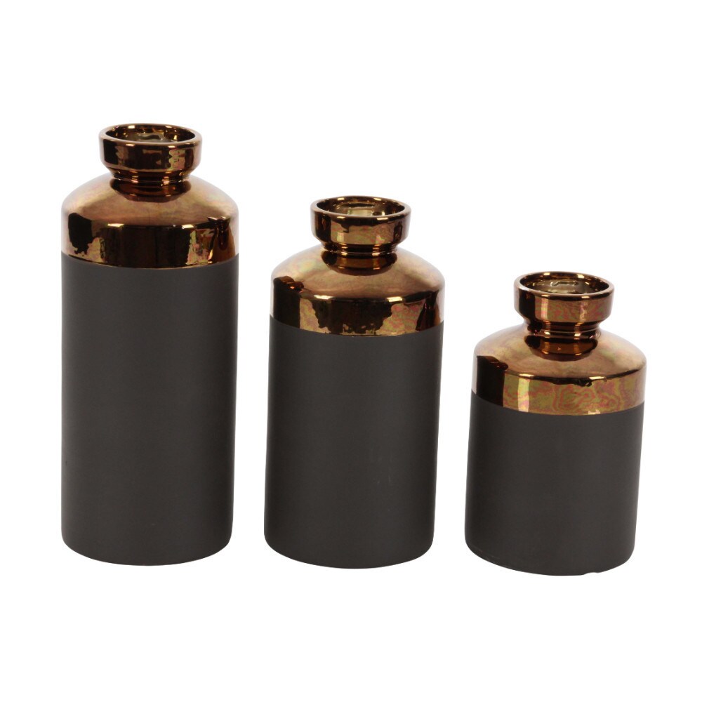 Benzara Black and Brown Ceramic Vases (Set of 3)