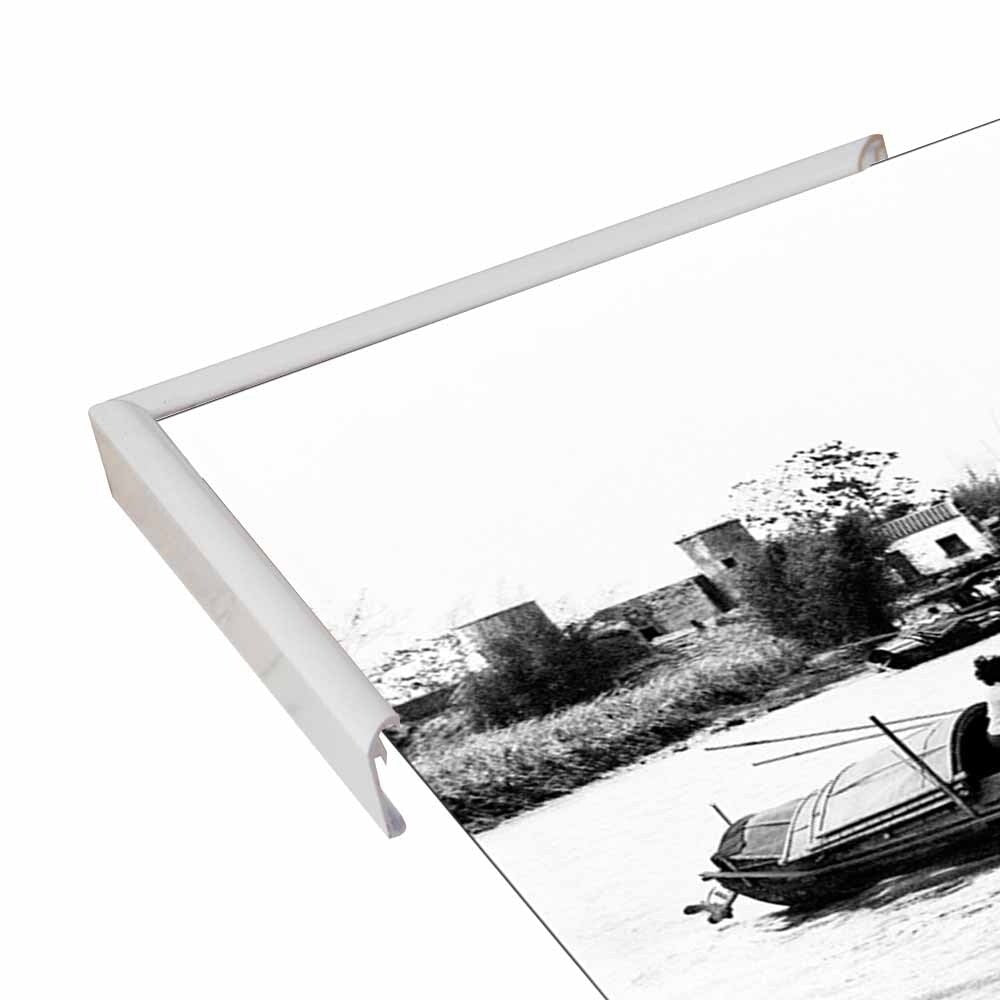 River Boat-HARBOA50460 Print 11.5"x11.5" by Harold Silverman - Boats