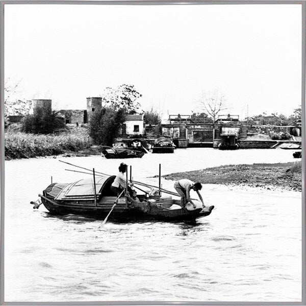 River Boat-HARBOA50460 Print 11.5"x11.5" by Harold Silverman - Boats