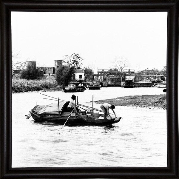 River Boat-HARBOA50460 Print 11.5"x11.5" by Harold Silverman - Boats