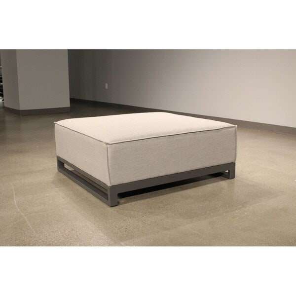 River Ottoman Indoor or Outdoor Ottoman with a Light Gray, Sunbrella Fabric Upholstery.