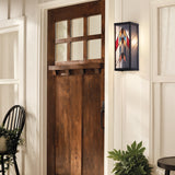 River of Goods Mission Style Multicolor Stained Glass and Black Satin Rectangular 1-Light Outdoor Wall Sconce