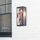River of Goods Mission Style Multicolor Stained Glass and Black Satin Rectangular 1-Light Outdoor Wall Sconce