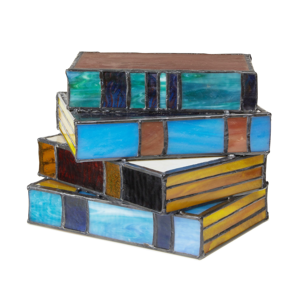 River of Goods Multi-colored Stained Glass Stack of Books Accent Lamp - 9" x 8.25" x 5.75"