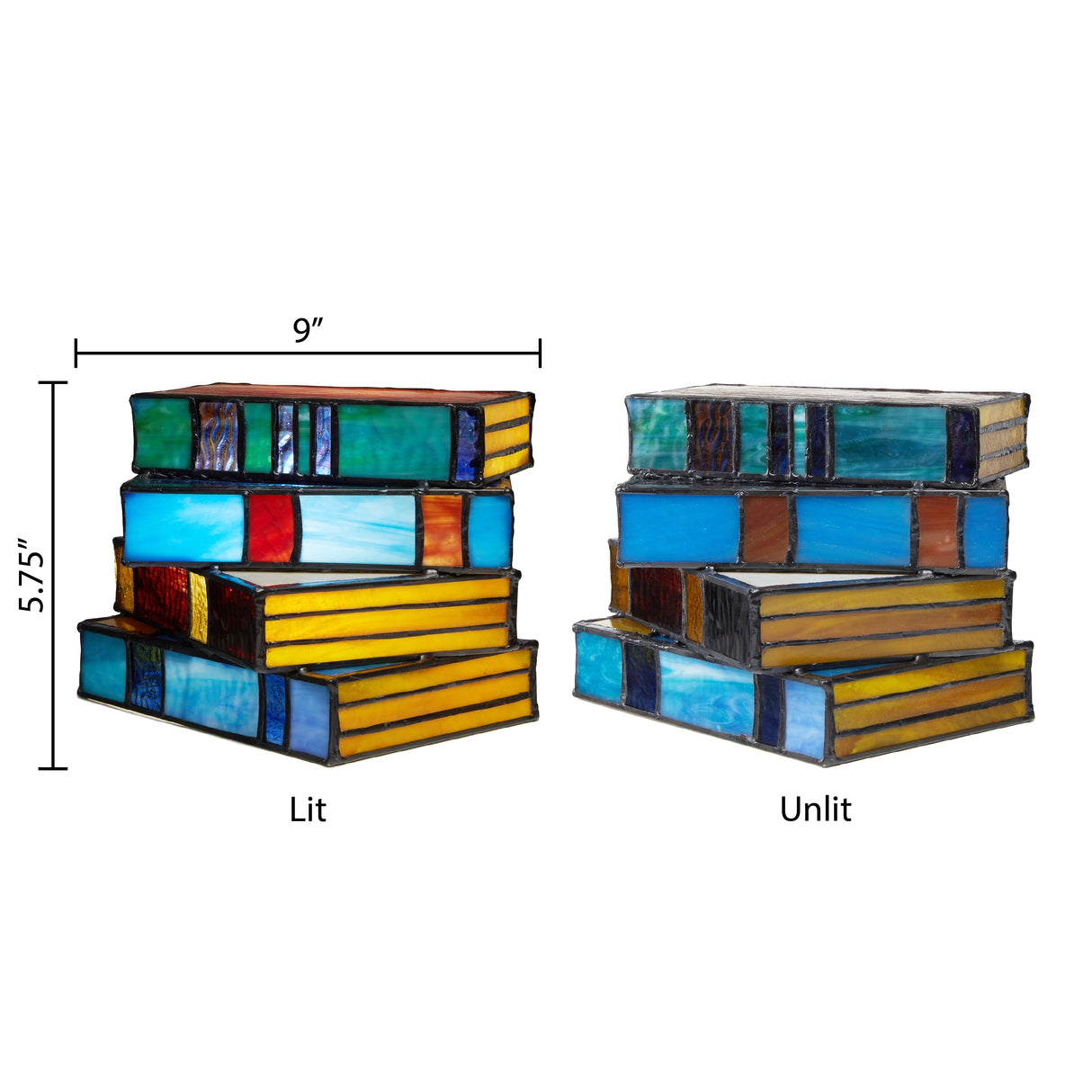 River of Goods Multi-colored Stained Glass Stack of Books Accent Lamp - 9" x 8.25" x 5.75"