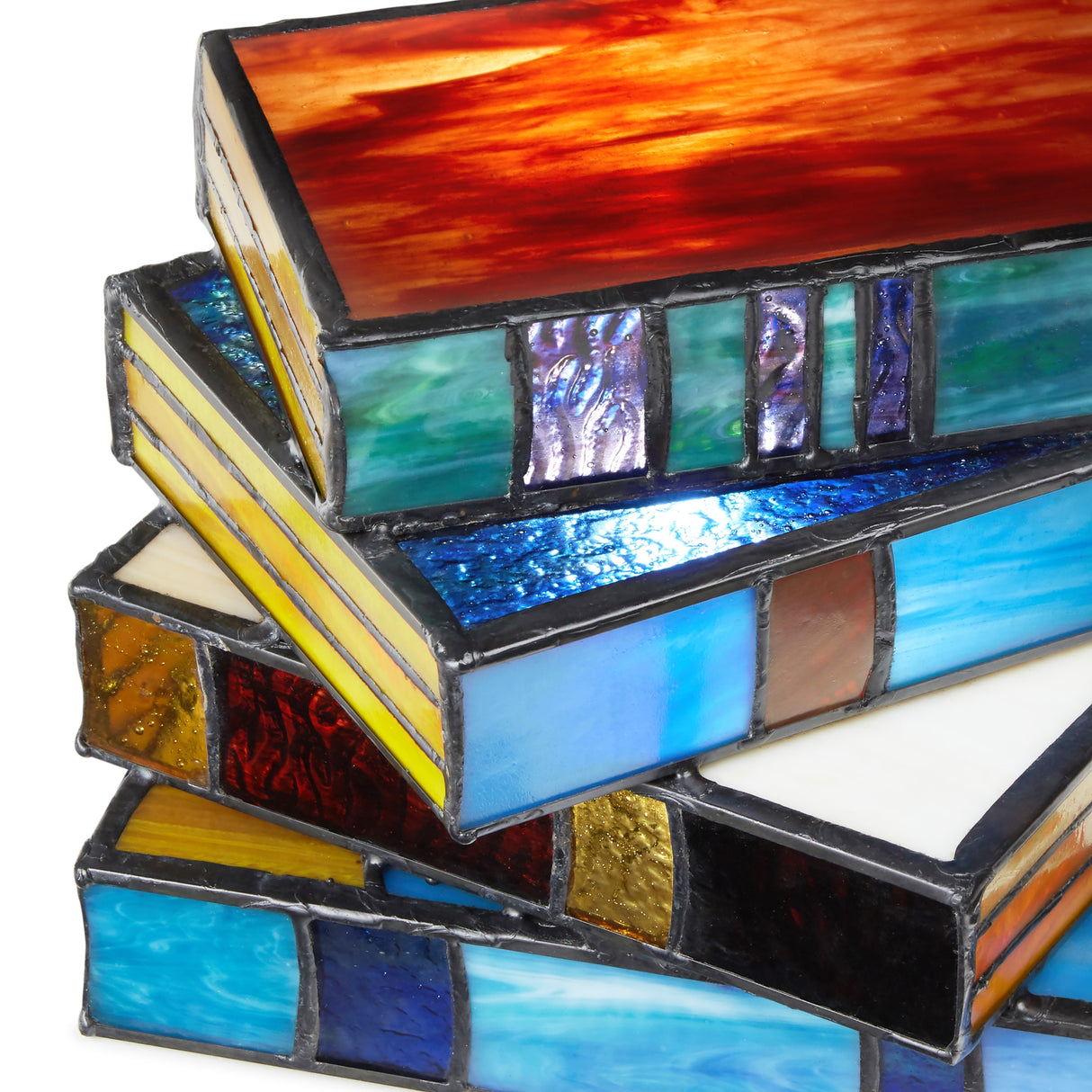 River of Goods Multi-colored Stained Glass Stack of Books Accent Lamp - 9" x 8.25" x 5.75"