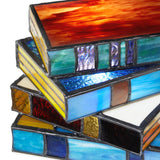 River of Goods Multi-colored Stained Glass Stack of Books Accent Lamp - 9" x 8.25" x 5.75"