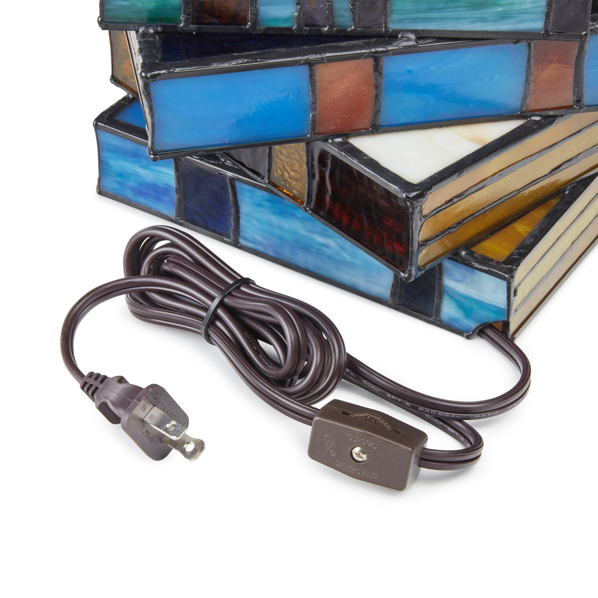 River of Goods Multi-colored Stained Glass Stack of Books Accent Lamp - 9" x 8.25" x 5.75"