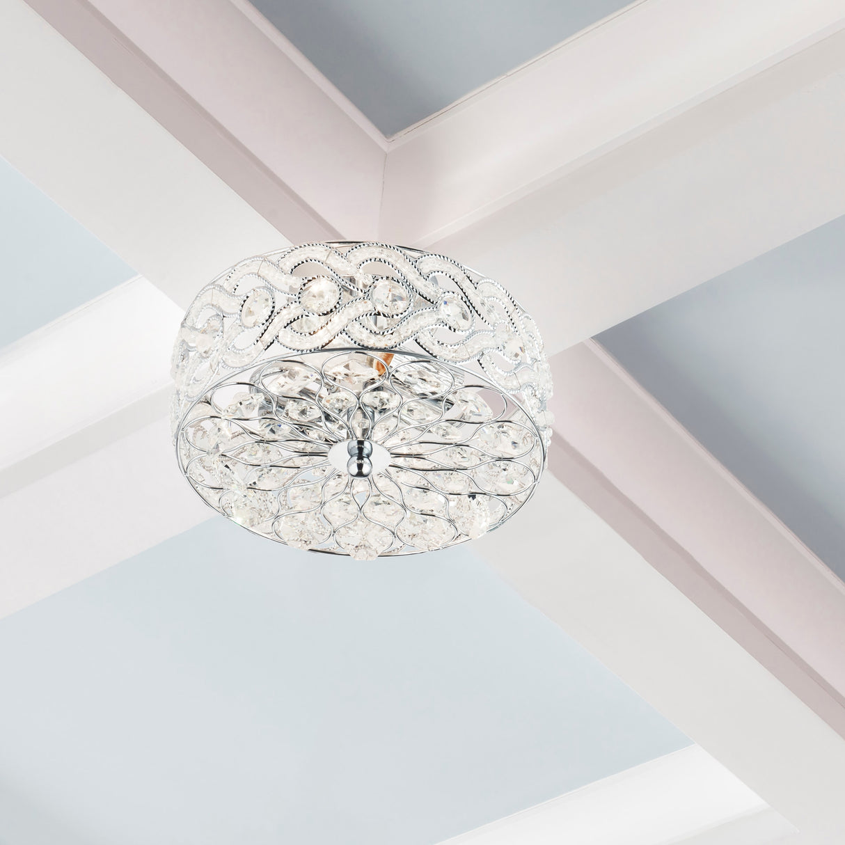 River of Goods Olivia Braided Metal and Crystal 11.5-inch Semi-Flush Mount Ceiling Light - 11.5" x 11.5" x 6.375"