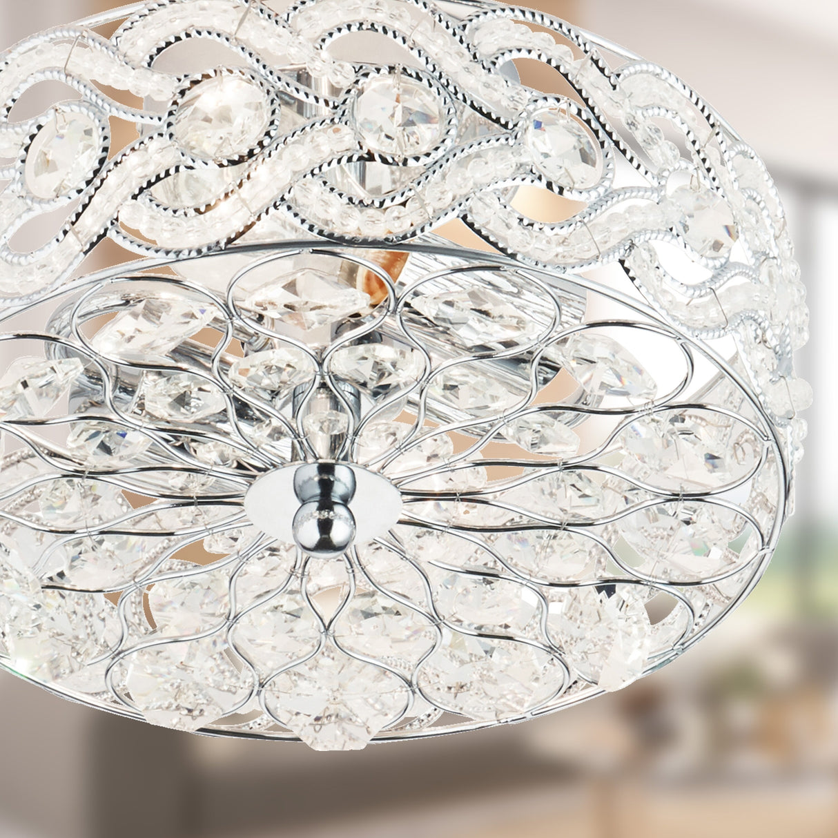 River of Goods Olivia Braided Metal and Crystal 11.5-inch Semi-Flush Mount Ceiling Light - 11.5" x 11.5" x 6.375"