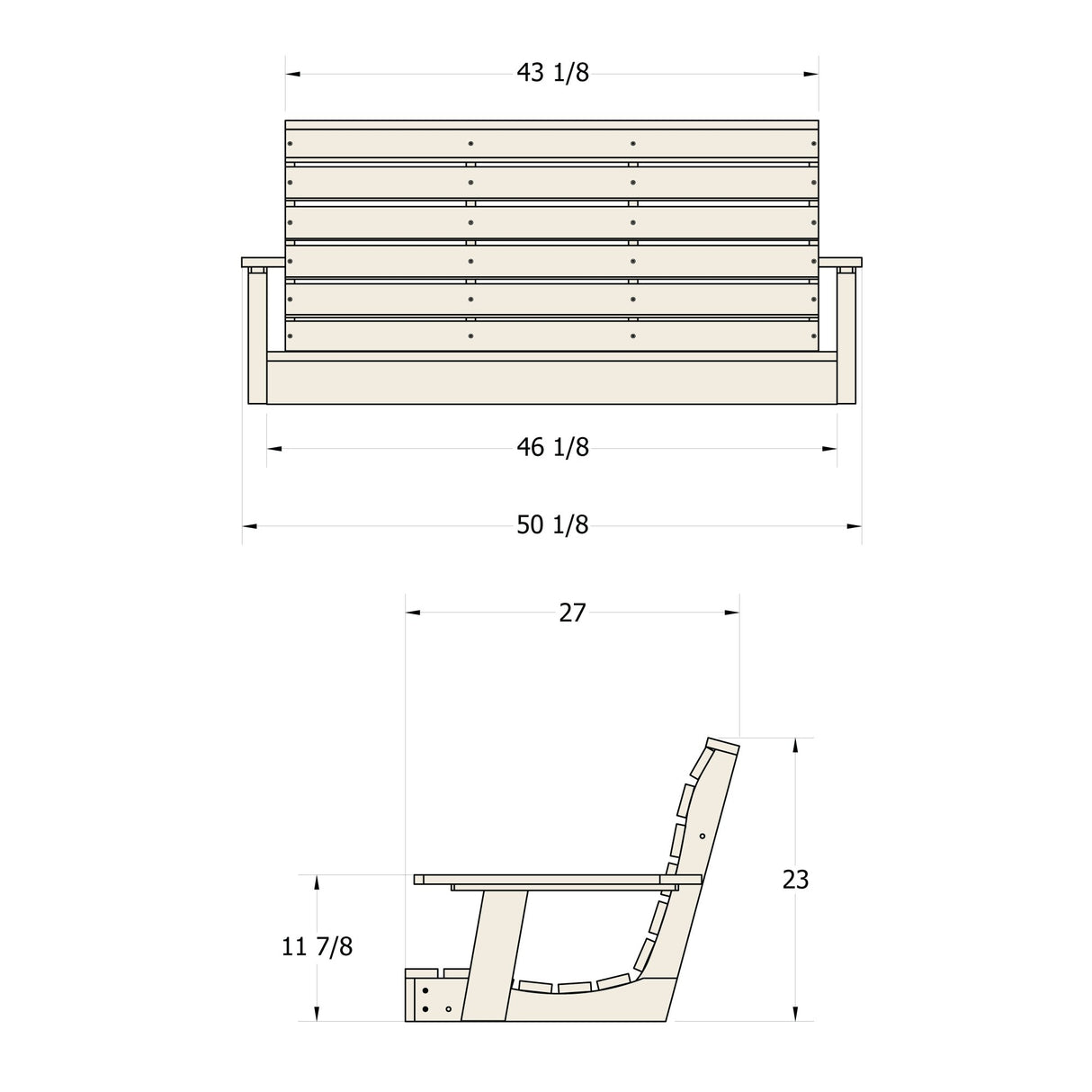 BAHIA VERDE OUTDOORS Riverside Porch Swing 4ft