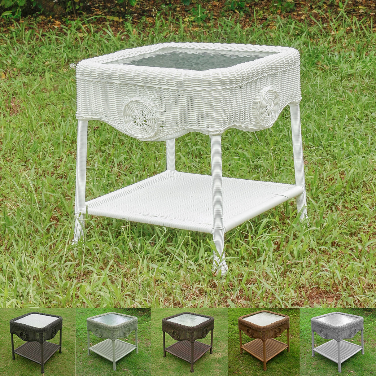 Riviera 18-inch Resin Wicker Side Table