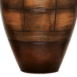 Riza 30 Inch Table Lamp, Curved Vase Walnut Brown Pattern, Cone Shade
