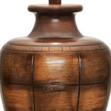 Riza 30 Inch Table Lamp, Curved Vase Walnut Brown Pattern, Cone Shade