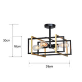 Rizwan Matte Black and Gold 4-Light Open-Cage Metal Semi-Flush Mount