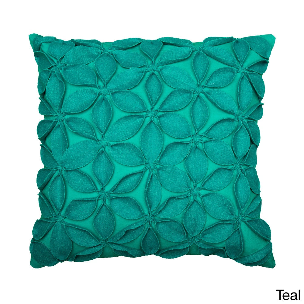 Rizzy Home Wool and Felt Floral Throw Pillow