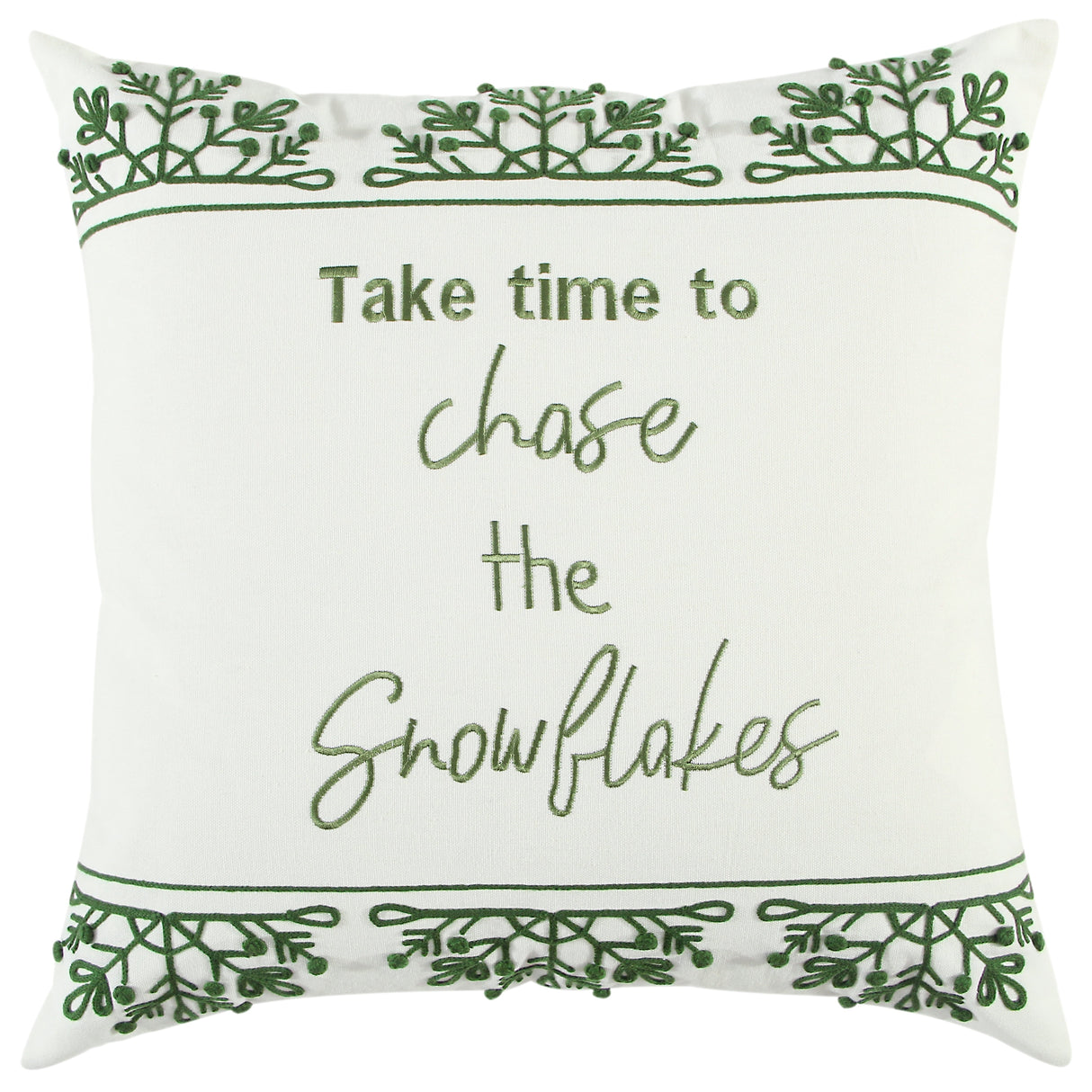 Rizzy Home Chase the Snowflakes Green Throw Pillow