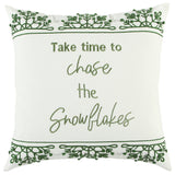 Rizzy Home Chase the Snowflakes Green Throw Pillow
