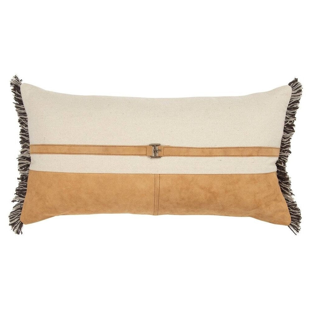 The Curated Nomad Sutro Color Block Natural/ Camel Poly-filled Pillow