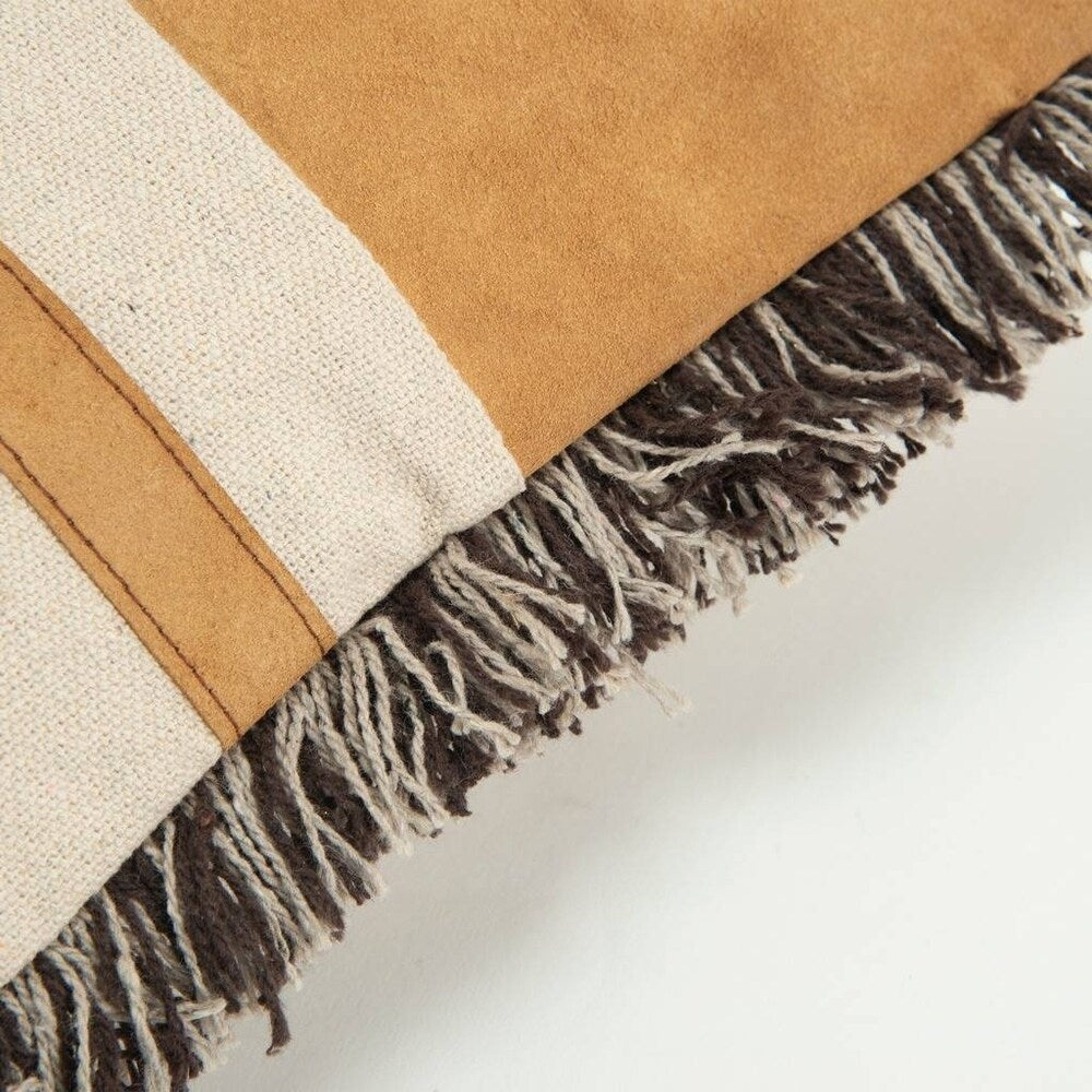 The Curated Nomad Sutro Color Block Natural/ Camel Poly-filled Pillow