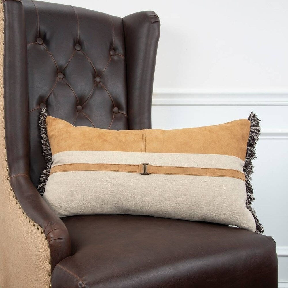 The Curated Nomad Sutro Color Block Natural/ Camel Poly-filled Pillow