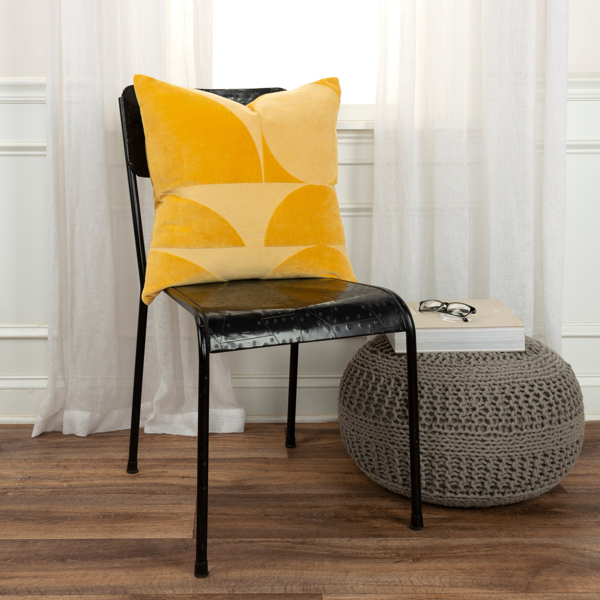Rizzy Home Cotton Velvet Contemporary Shape Throw Pillow