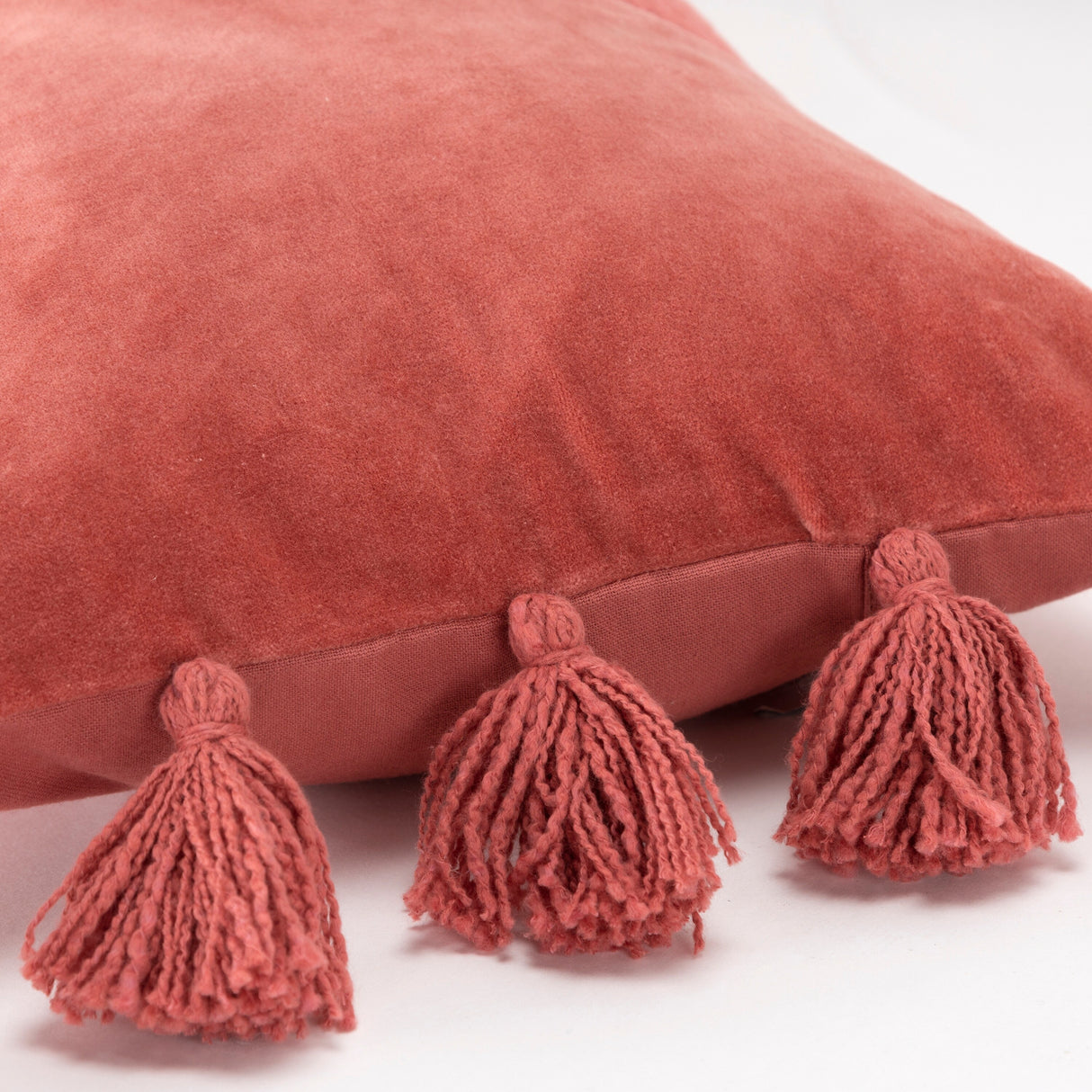 Rizzy Home Cotton Velvet Geometric Throw Pillow Cover with Tassels